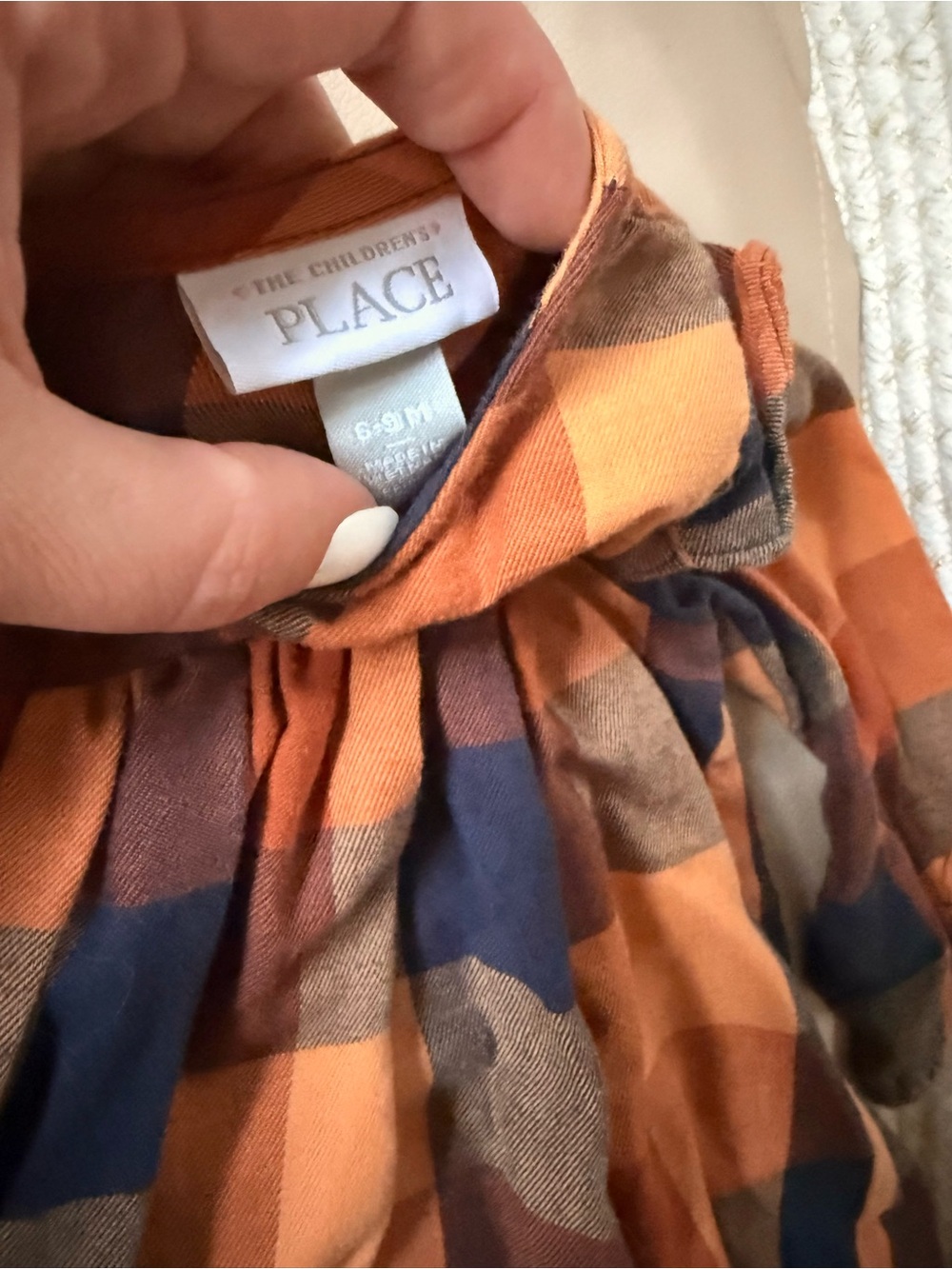 3 for$25 The Children's Place Orange, Navy & Brown Plaid Long-Sleeve - Picture 2 of 2
